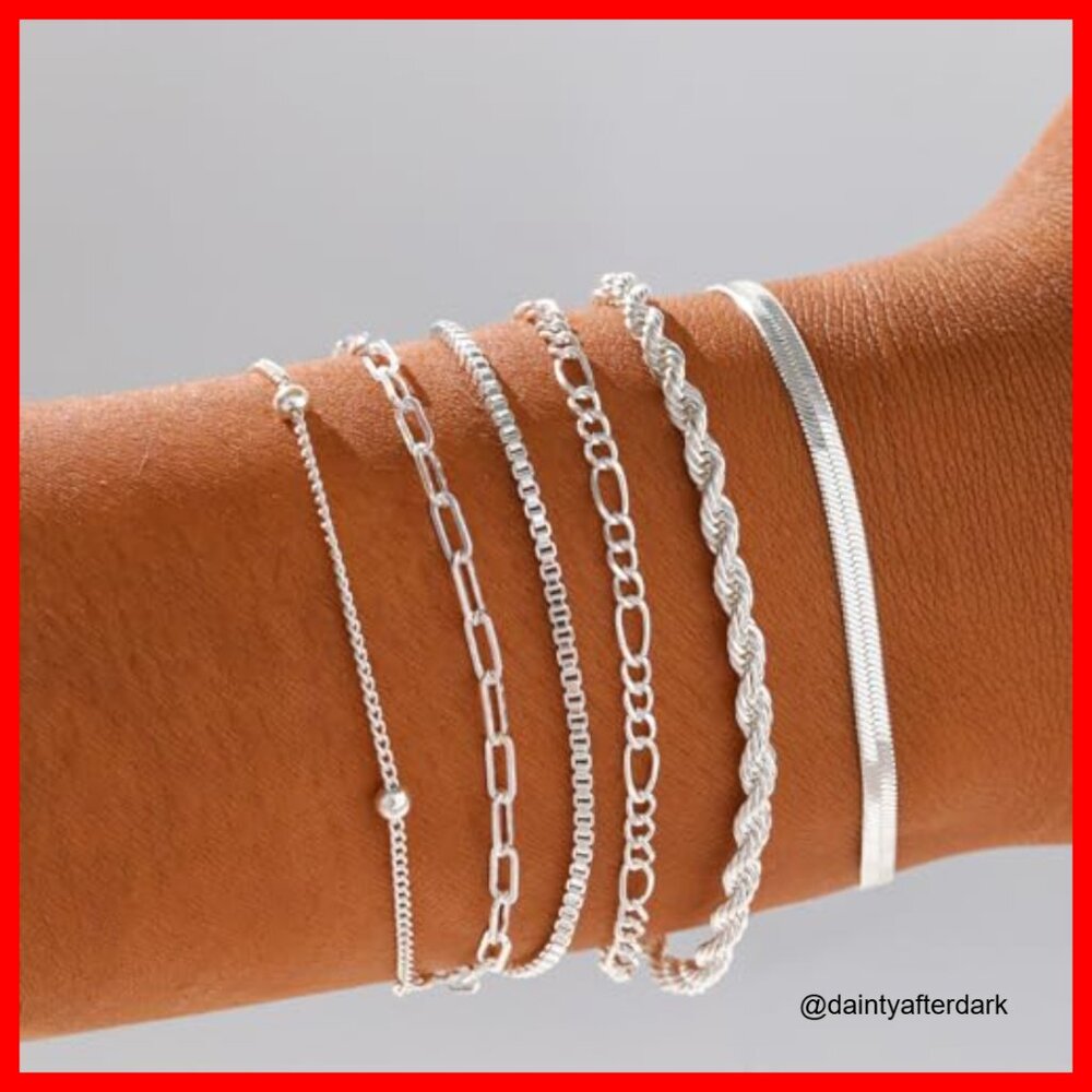 14k Real Gold Plated Bracelets Stackable Set Adju… - image 3